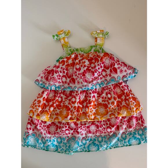Bonnie Baby Girls Sleeveless Triple Tiered Tropical Print Dress Size 6-9 Months - Picture 1 of 1